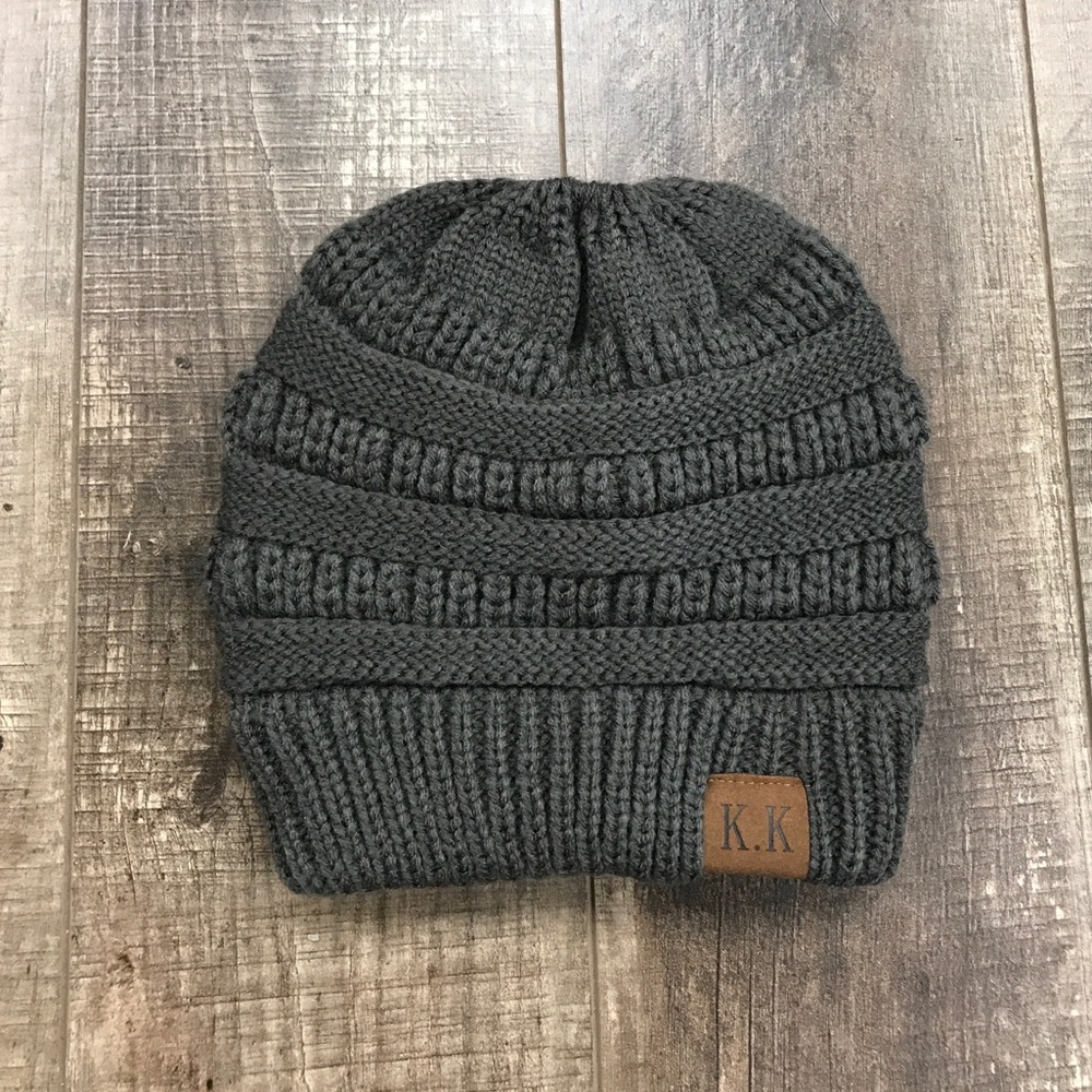 KK Ponytail Beanie-Gray